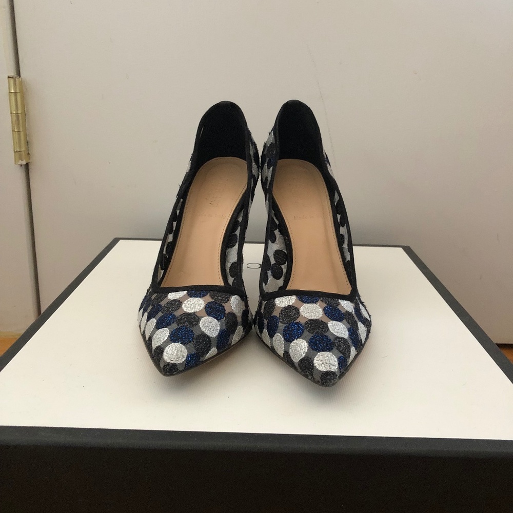 J. Crew Collection Elsie Polka Dot Mesh Pumps in Navy Multi - Size 8.5 (US)